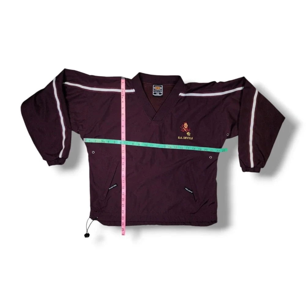 VTG Easton‎ S.A. Devils Pullover Vented Mesh Lined Maroon Windbreaker Size XS